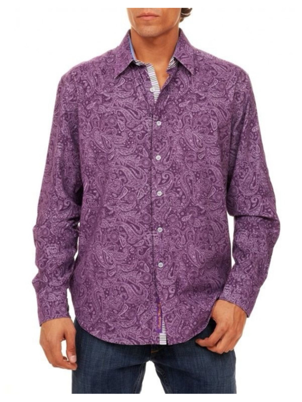 Robert Graham X Shirt Men’s L Purple Paisley Corduroy Long Sleeve